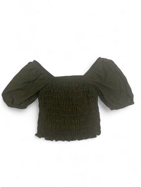 Old Navy Women’s Olive Green Smocked Puff Sleeve Crop Top size L